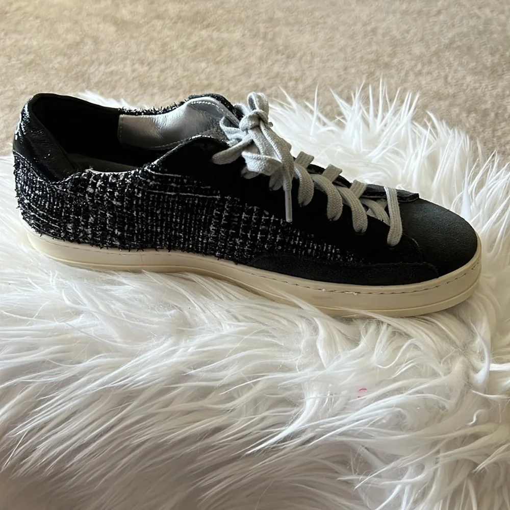 You Can Surf Later Women’s P448 Charcoal Gray Suede/Tweed Sneaker Size EU 38